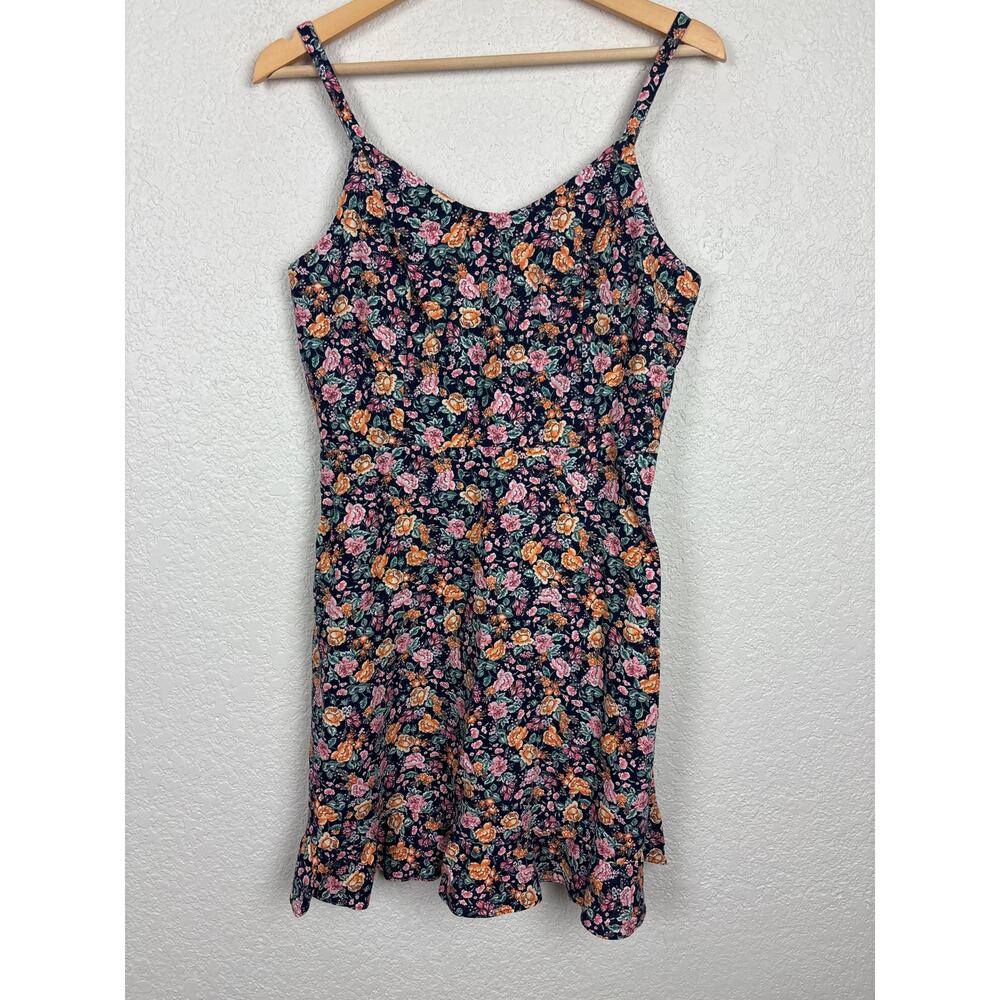 Old Navy Linen Blend Womens Dress Sz Medium‎ Moody Floral Boho Cottagecore Beach